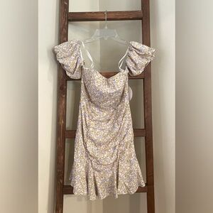NWT Floral Mini Dress with Puff Sleeves